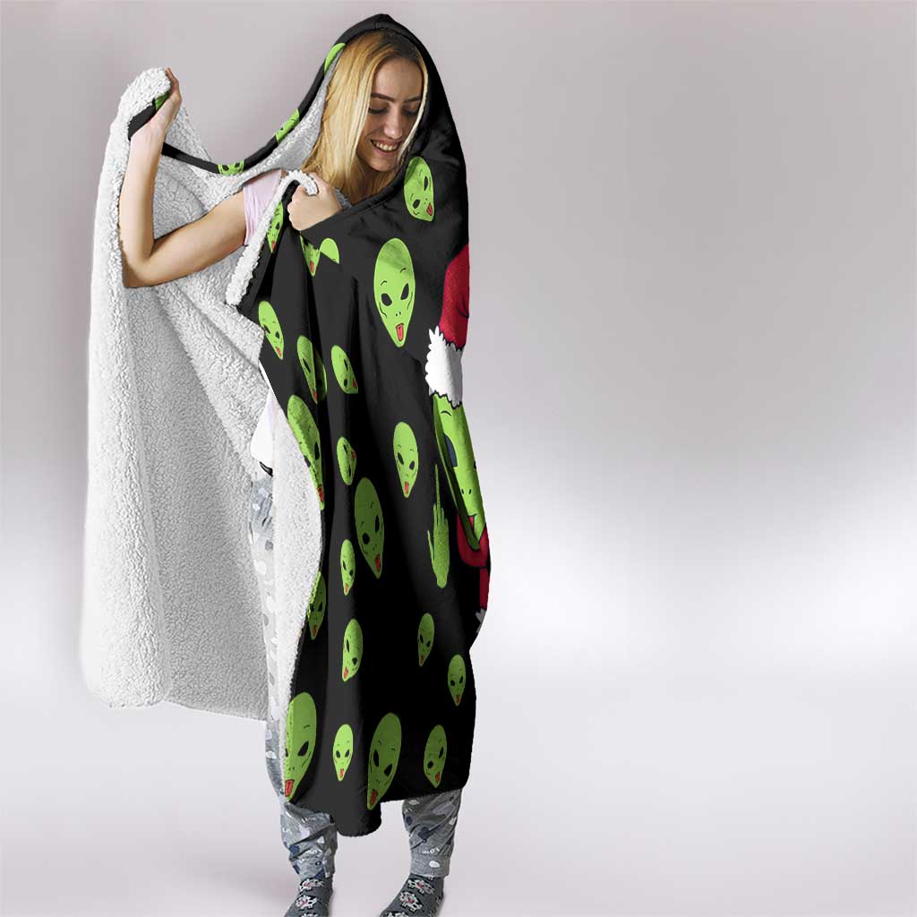 Alien Christmas Hooded Blanket Xmas Holiday Patterns - Wonder Print Shop