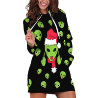 Alien Christmas Hoodie Dress Xmas Holiday Patterns - Wonder Print Shop