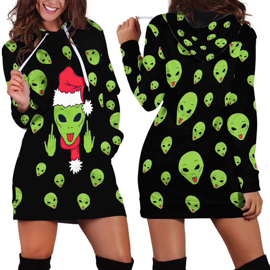 Alien Christmas Hoodie Dress Xmas Holiday Patterns - Wonder Print Shop