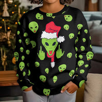 Alien Christmas Kid Ugly Christmas Sweater Xmas Holiday Patterns - Wonder Print Shop