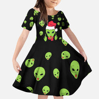 Alien Christmas Kid Short Sleeve Dress Xmas Holiday Patterns - Wonder Print Shop