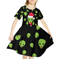 Alien Christmas Kid Short Sleeve Dress Xmas Holiday Patterns - Wonder Print Shop