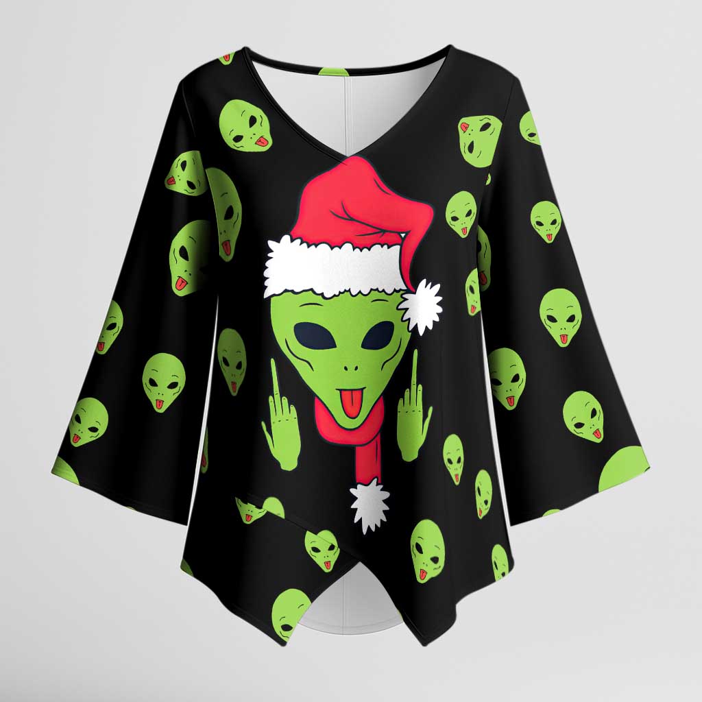 Alien Christmas Kimono Sleeve Blouse Xmas Holiday Patterns - Wonder Print Shop