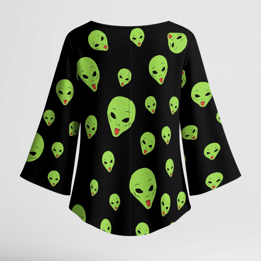 Alien Christmas Kimono Sleeve Blouse Xmas Holiday Patterns - Wonder Print Shop