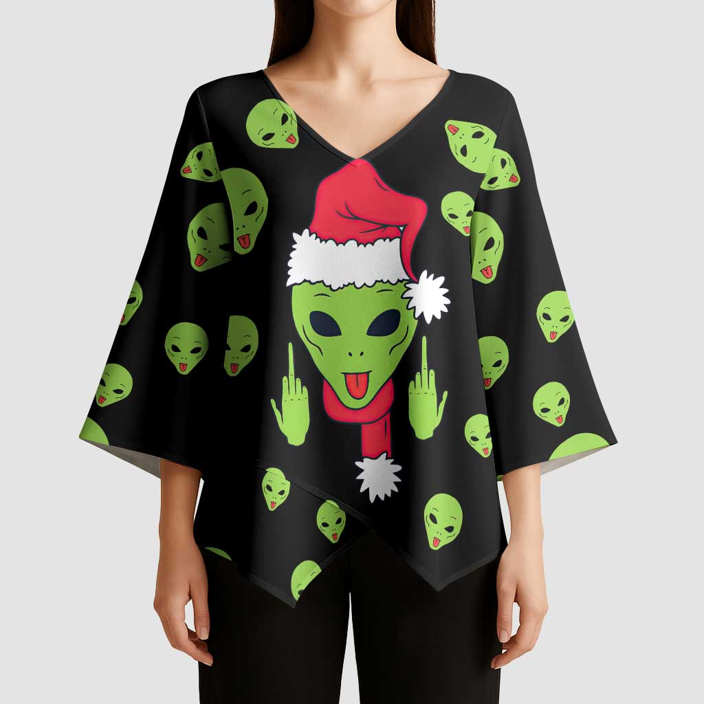 Alien Christmas Kimono Sleeve Blouse Xmas Holiday Patterns - Wonder Print Shop