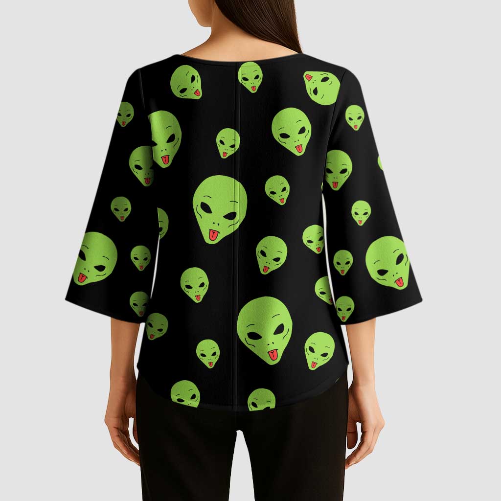 Alien Christmas Kimono Sleeve Blouse Xmas Holiday Patterns - Wonder Print Shop