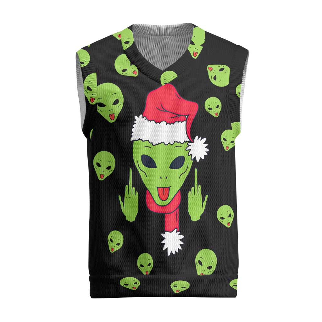 Alien Christmas Knitted V-Neck Vest Xmas Holiday Patterns - Wonder Print Shop