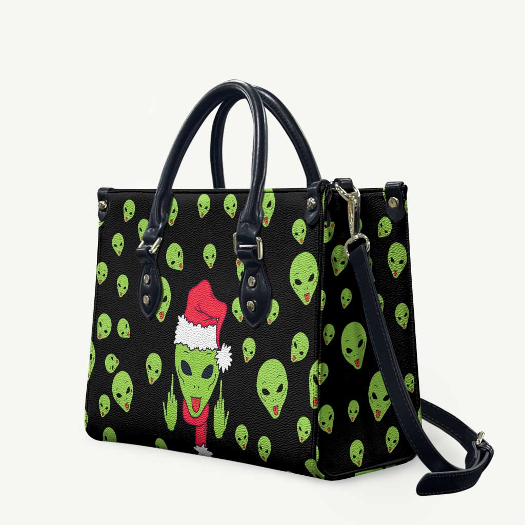Alien Christmas Leather Bag Xmas Holiday Patterns - Wonder Print Shop