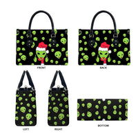 Alien Christmas Leather Bag Xmas Holiday Patterns - Wonder Print Shop