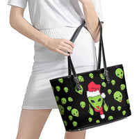 Alien Christmas Leather Tote Bag Xmas Holiday Patterns - Wonder Print Shop