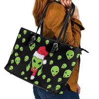 Alien Christmas Leather Tote Bag Xmas Holiday Patterns - Wonder Print Shop