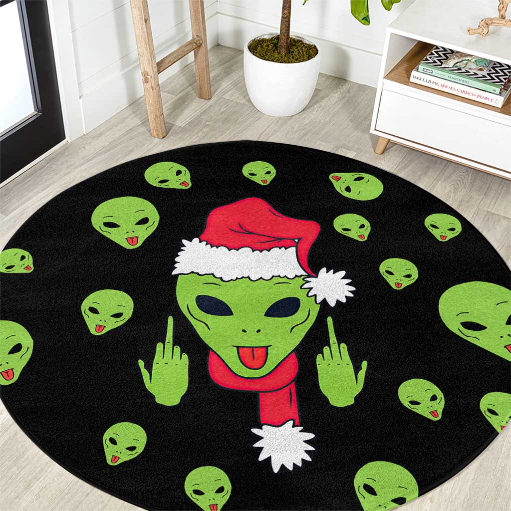 Alien Christmas Round Carpet Xmas Holiday Patterns - Wonder Print Shop