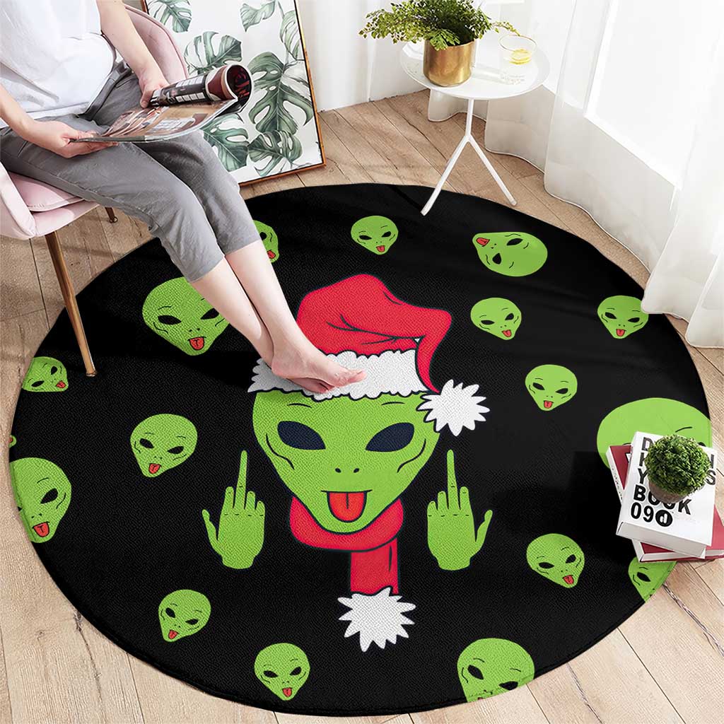 Alien Christmas Round Carpet Xmas Holiday Patterns - Wonder Print Shop