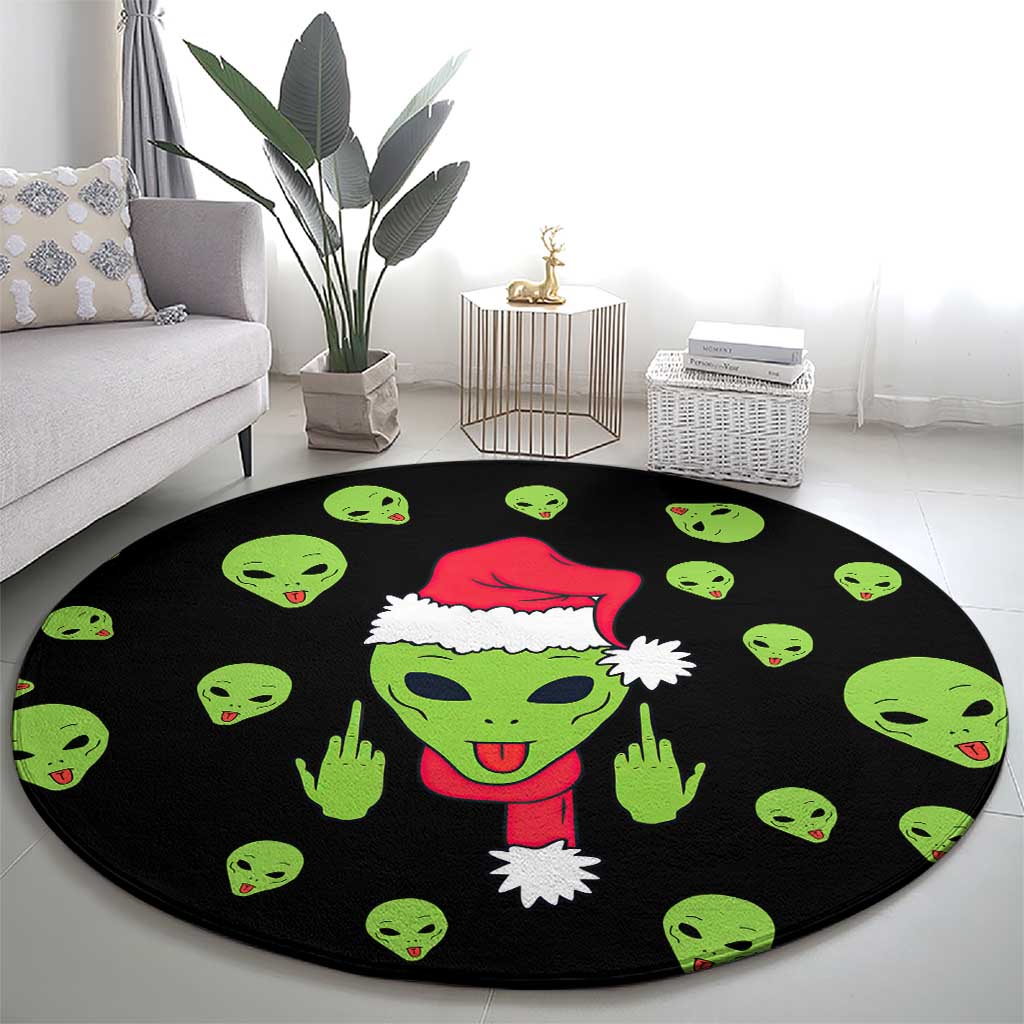 Alien Christmas Round Carpet Xmas Holiday Patterns - Wonder Print Shop