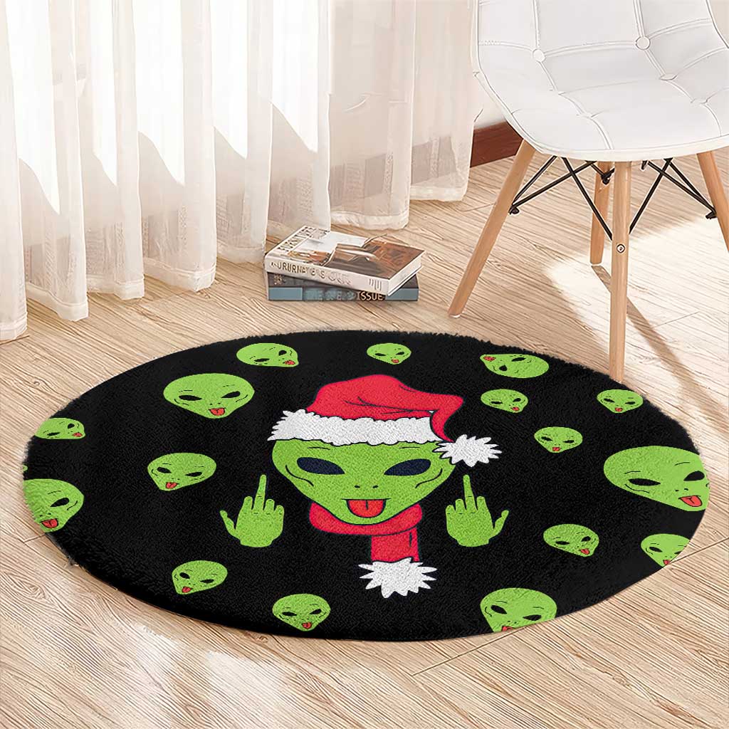 Alien Christmas Round Carpet Xmas Holiday Patterns - Wonder Print Shop