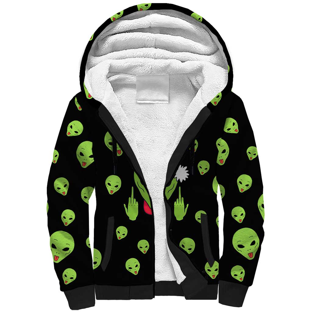 Alien Christmas Sherpa Hoodie Xmas Holiday Patterns - Wonder Print Shop