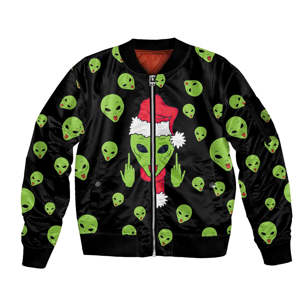 Alien Christmas Sleeve Zip Bomber Jacket Xmas Holiday Patterns - Wonder Print Shop