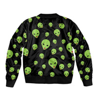 Alien Christmas Sleeve Zip Bomber Jacket Xmas Holiday Patterns - Wonder Print Shop