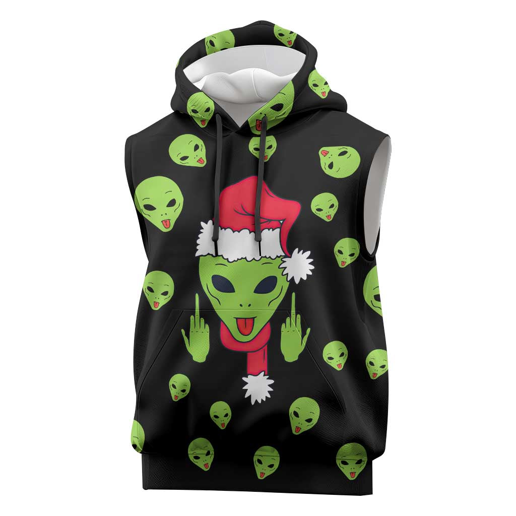 Alien Christmas Sleeveless Hoodie Xmas Holiday Patterns - Wonder Print Shop