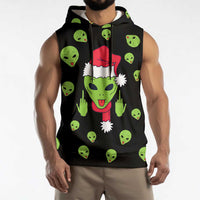 Alien Christmas Sleeveless Hoodie Xmas Holiday Patterns - Wonder Print Shop
