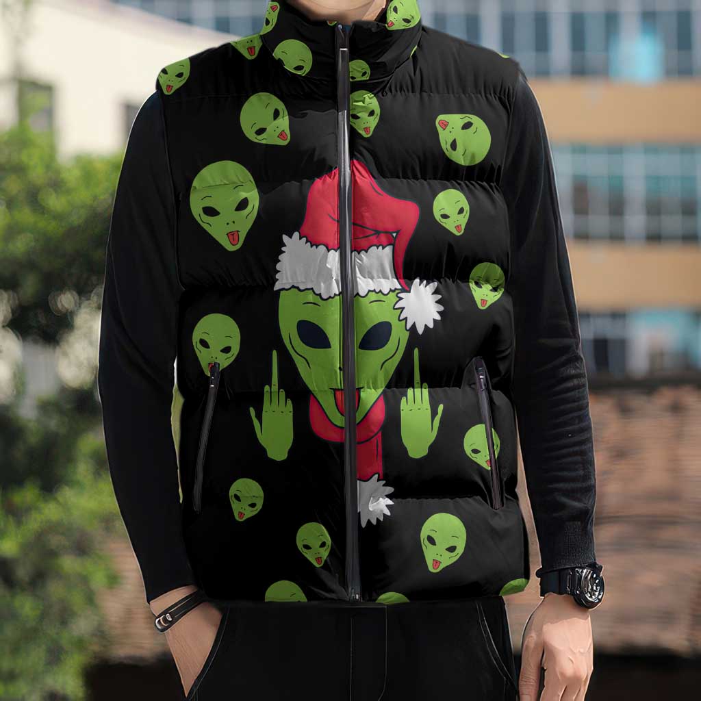 Alien Christmas Sleeveless Puffer Jacket Xmas Holiday Patterns - Wonder Print Shop