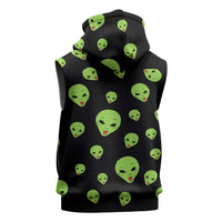 Alien Christmas Sleeveless Zip Hoodie Xmas Holiday Patterns - Wonder Print Shop