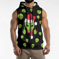 Alien Christmas Sleeveless Zip Hoodie Xmas Holiday Patterns - Wonder Print Shop