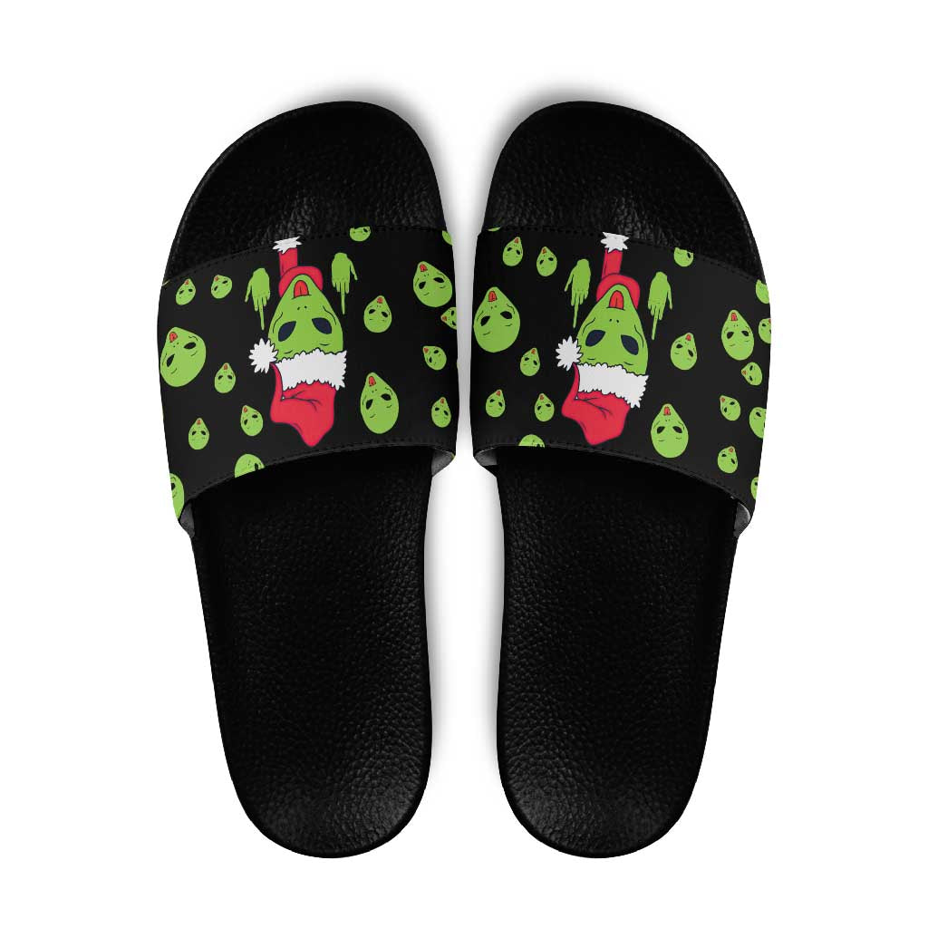 Alien Christmas Slide Sandals Xmas Holiday Patterns - Wonder Print Shop