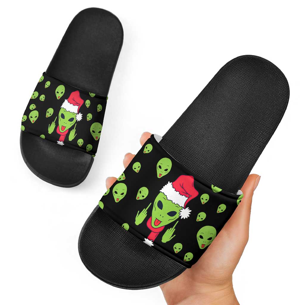 Alien Christmas Slide Sandals Xmas Holiday Patterns - Wonder Print Shop