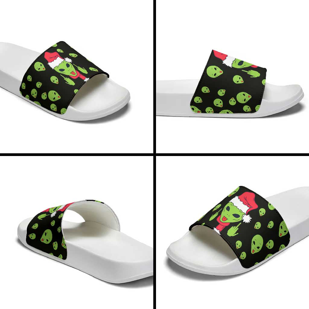 Alien Christmas Slide Sandals Xmas Holiday Patterns - Wonder Print Shop