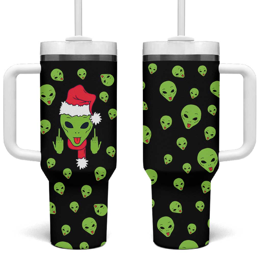 Alien Christmas Tumbler With Handle Xmas Holiday Patterns - Wonder Print Shop