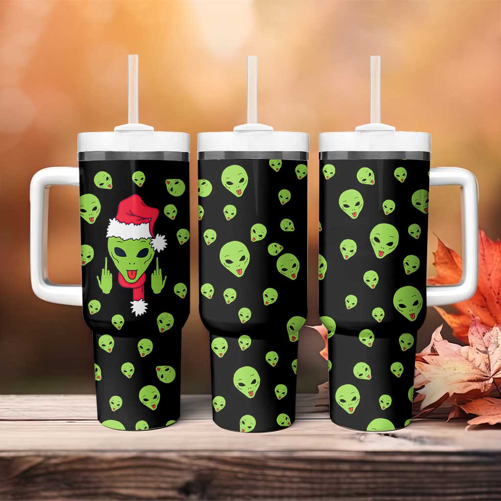 Alien Christmas Tumbler With Handle Xmas Holiday Patterns - Wonder Print Shop