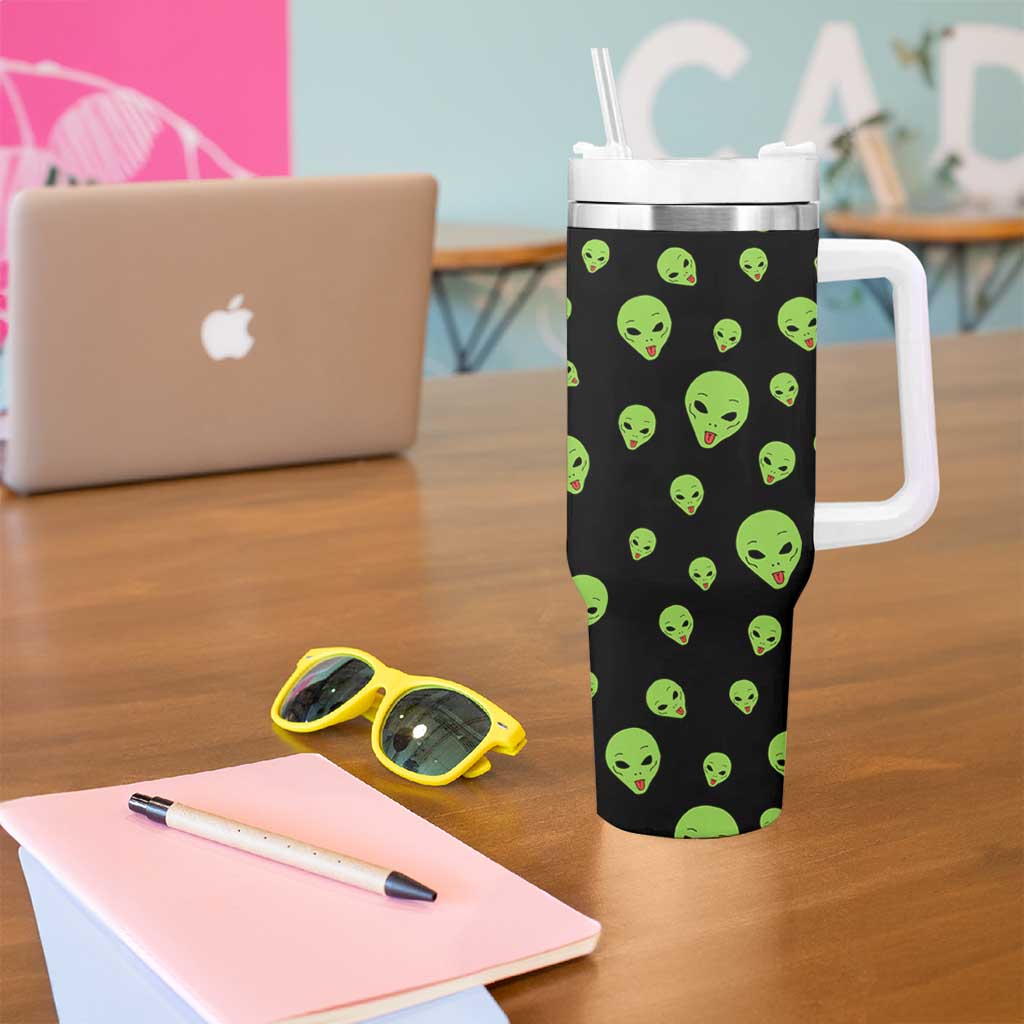 Alien Christmas Tumbler With Handle Xmas Holiday Patterns - Wonder Print Shop