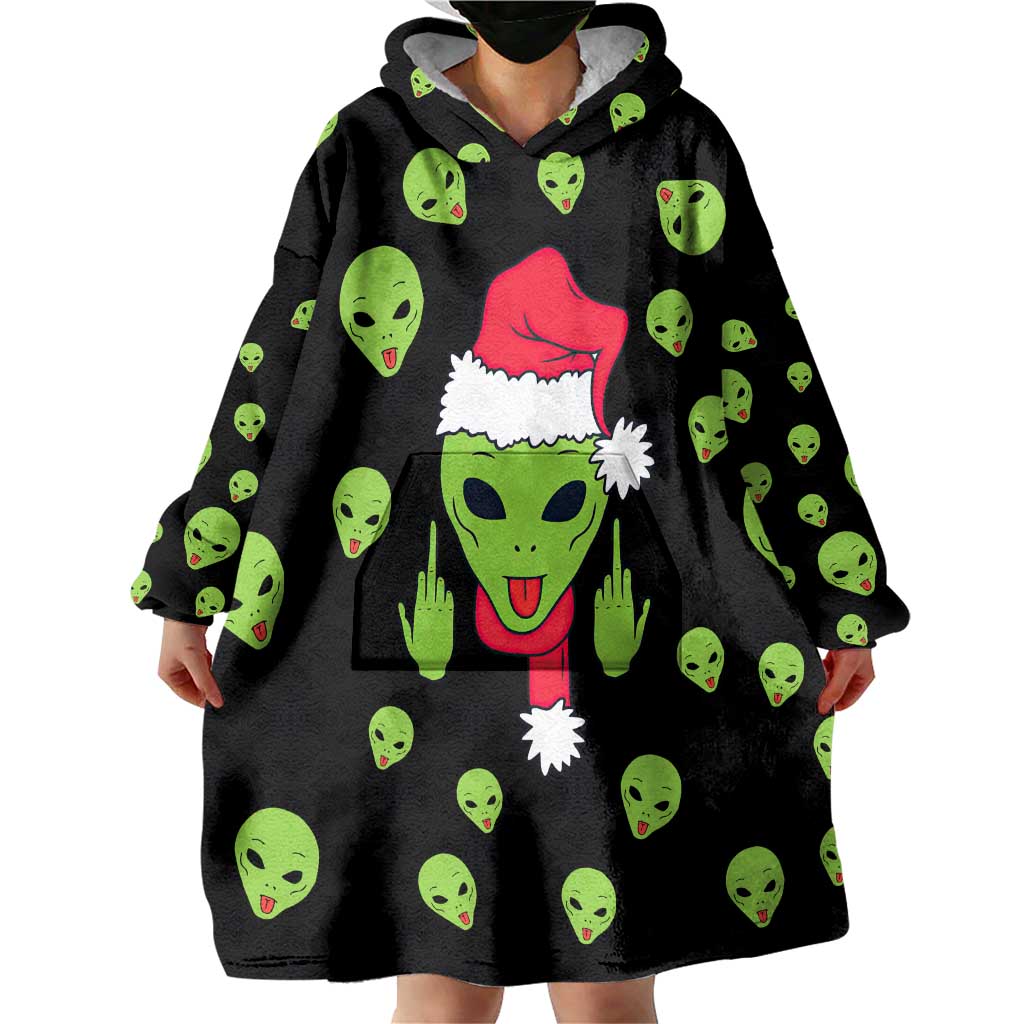 Alien Christmas Wearable Blanket Hoodie Xmas Holiday Patterns - Wonder Print Shop