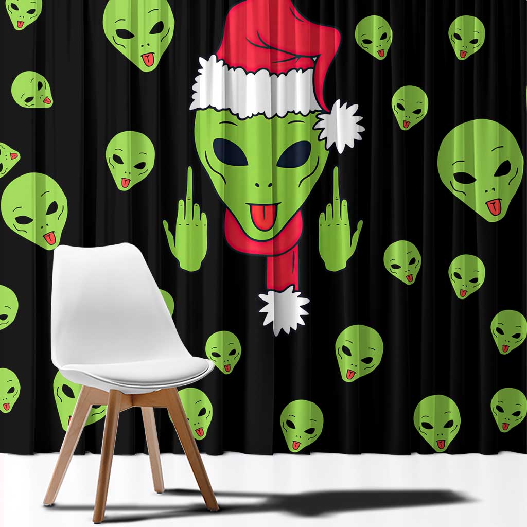 Alien Christmas Window Curtain Xmas Holiday Patterns - Wonder Print Shop