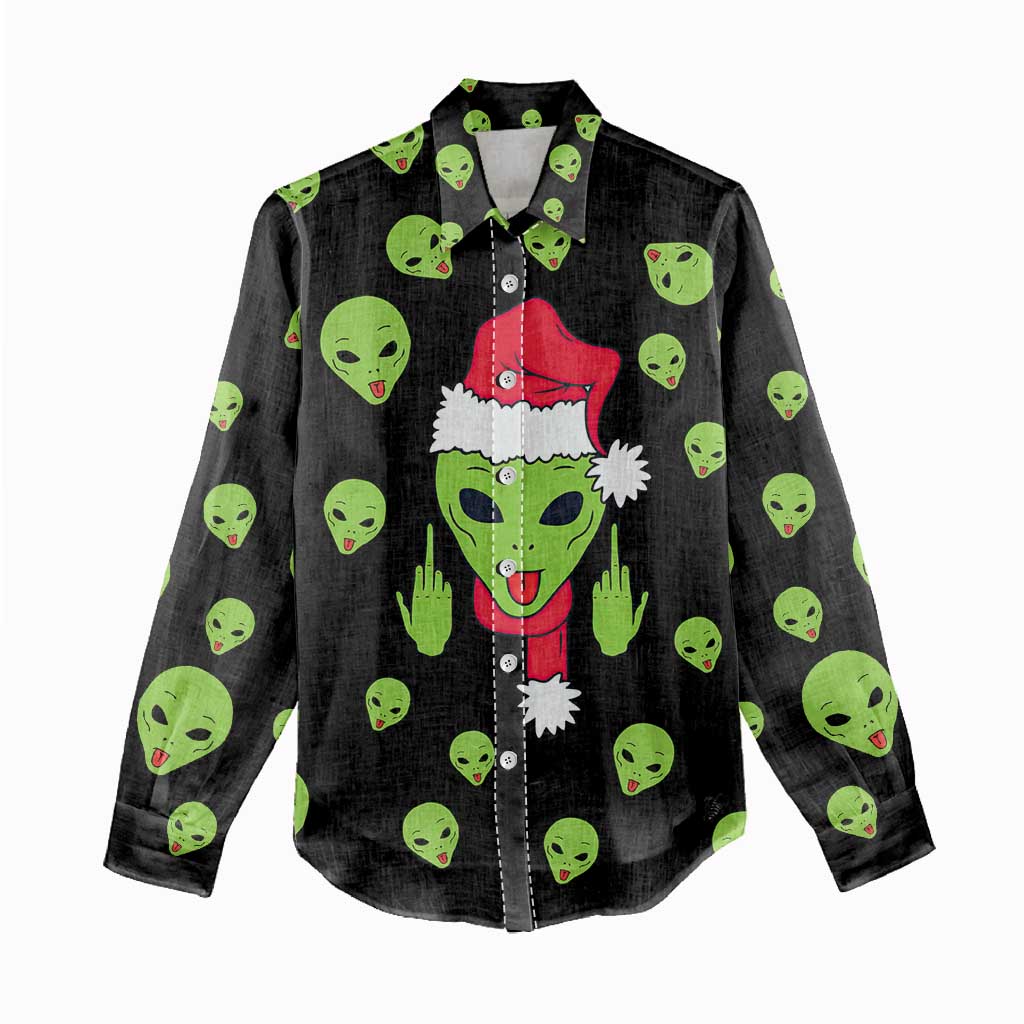 Alien Christmas Women Casual Shirt Xmas Holiday Patterns - Wonder Print Shop