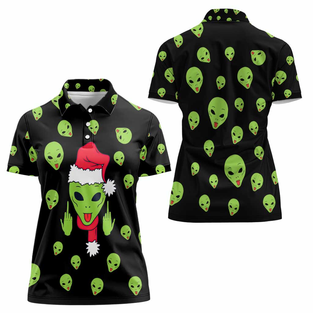 Alien Christmas Women Polo Shirt Xmas Holiday Patterns - Wonder Print Shop