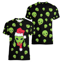 Alien Christmas Women V-Neck T-Shirt Xmas Holiday Patterns - Wonder Print Shop