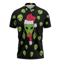 Alien Christmas Zipper Polo Shirt Xmas Holiday Patterns - Wonder Print Shop