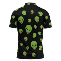 Alien Christmas Zipper Polo Shirt Xmas Holiday Patterns - Wonder Print Shop