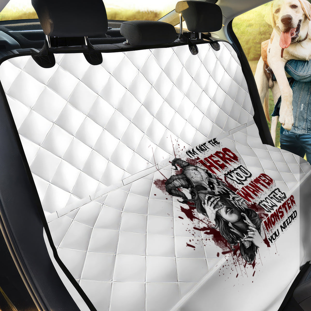 I'm Not The Hero You Wanted Back Car Seat Cover - Wonder Print Shop