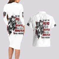I'm Not The Hero You Wanted Couples Matching Long Sleeve Bodycon Dress and Hawaiian Shirt - Wonder Print Shop