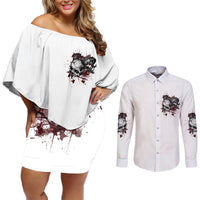 I'm Not The Hero You Wanted Couples Matching Off Shoulder Short Dress and Long Sleeve Button Shirt - Wonder Print Shop