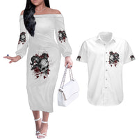 I'm Not The Hero You Wanted Couples Matching Off The Shoulder Long Sleeve Dress and Hawaiian Shirt - Wonder Print Shop