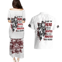 I'm Not The Hero You Wanted Couples Matching Puletasi Dress and Hawaiian Shirt - Wonder Print Shop