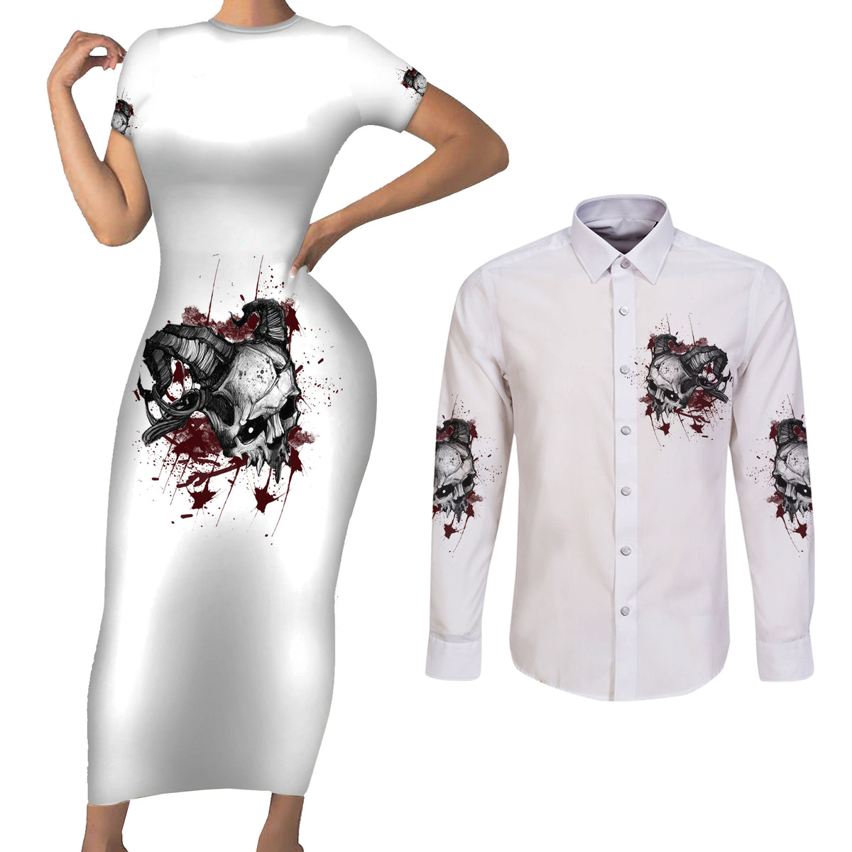 I'm Not The Hero You Wanted Couples Matching Short Sleeve Bodycon Dress and Long Sleeve Button Shirt - Wonder Print Shop