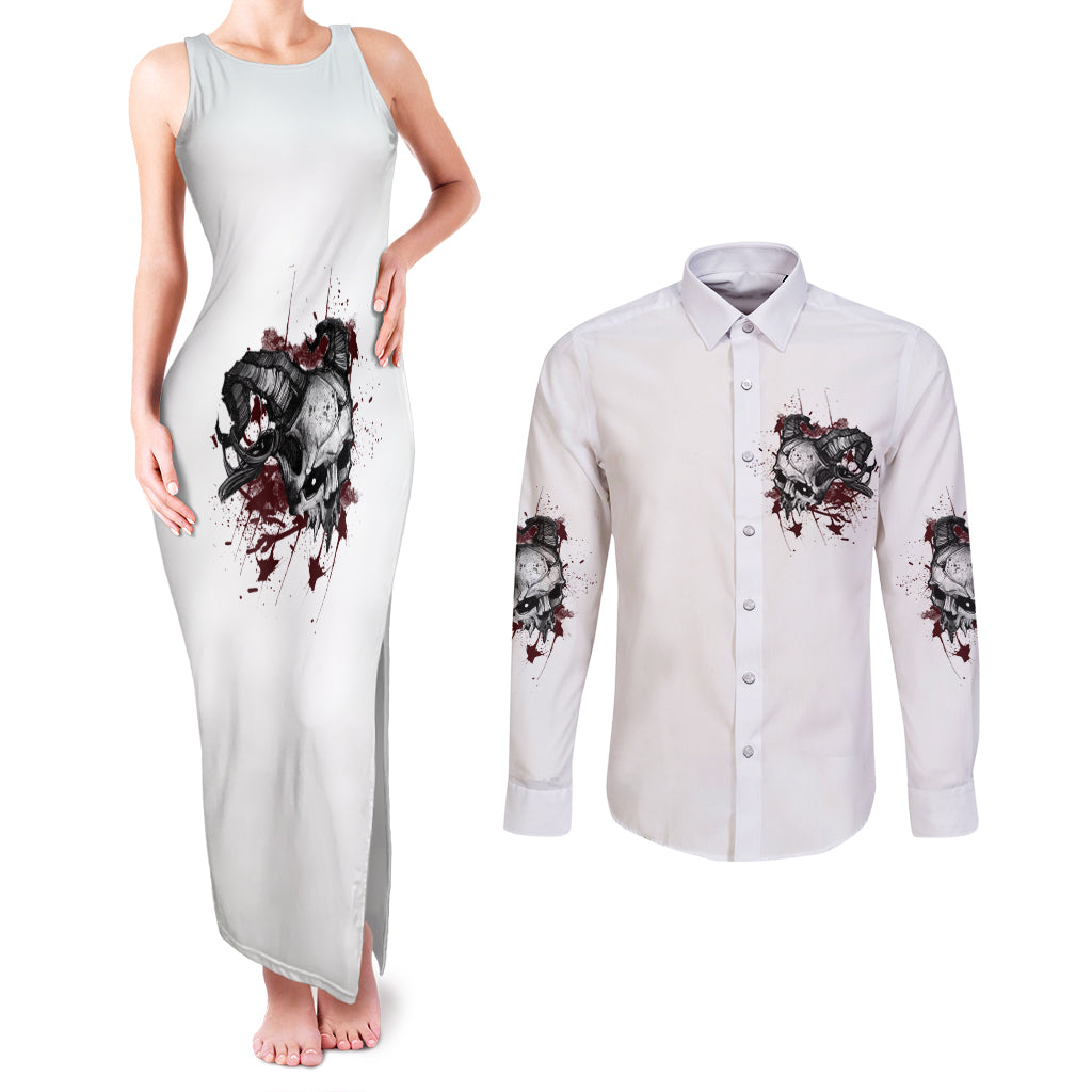 I'm Not The Hero You Wanted Couples Matching Tank Maxi Dress and Long Sleeve Button Shirt - Wonder Print Shop