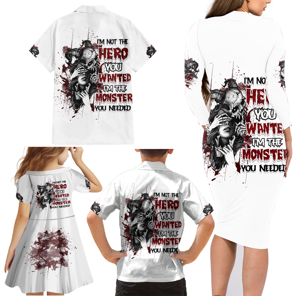 I'm Not The Hero You Wanted Family Matching Long Sleeve Bodycon Dress and Hawaiian Shirt - Wonder Print Shop