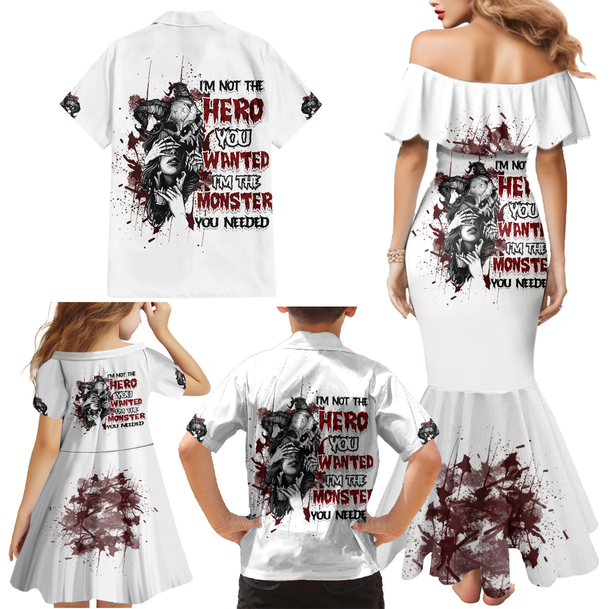 I'm Not The Hero You Wanted Family Matching Mermaid Dress and Hawaiian Shirt - Wonder Print Shop