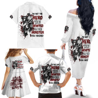 I'm Not The Hero You Wanted Family Matching Off Shoulder Long Sleeve Dress and Hawaiian Shirt - Wonder Print Shop